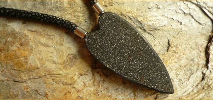Black drusy quartz, heart-shaped set as interchangeable clasp