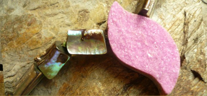 Drusy pink cobalto-calcite as interchangeable clasp