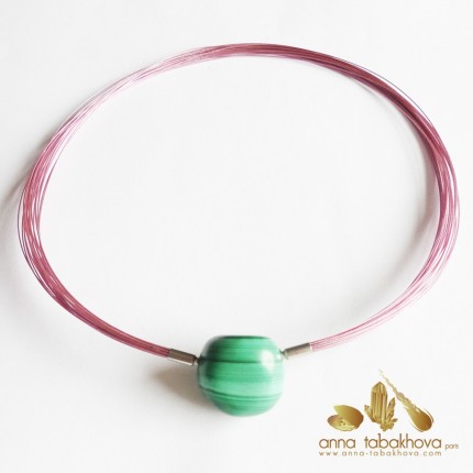 20 PINK nylon coated wires interchangeable necklace with a malachite clasp (sold separatly)