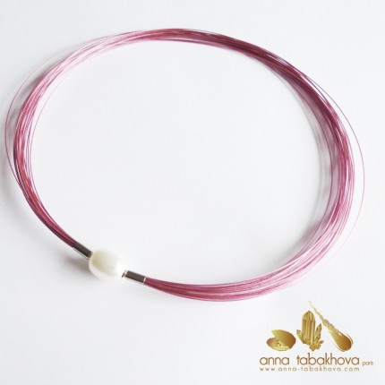 20 PINK nylon coated wires interchangeable necklace  with a white pearl (sold separatly)