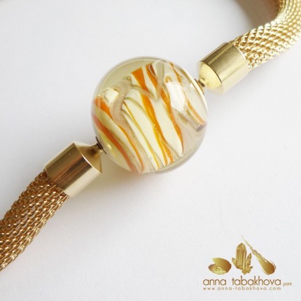 Orange Cream  Murano Clasp matched with a gold plated mesh chain (sold separatly)