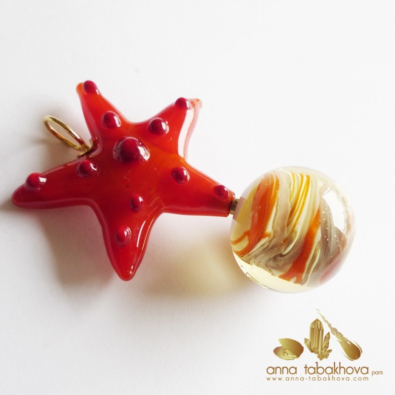 Orange Cream  Murano Clasp matched with a Murano star InterChangeable pendant (sold separatly)