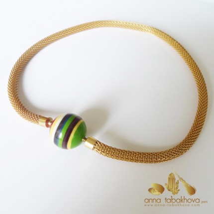 20 mm Striped Colored Resin InterChangeable Clasp with a mesh chain (sold separatly)