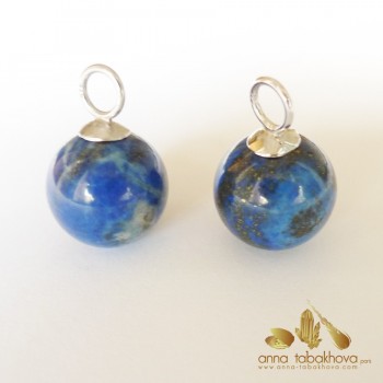 15,5 mm Lapis earrings with silver hooplets