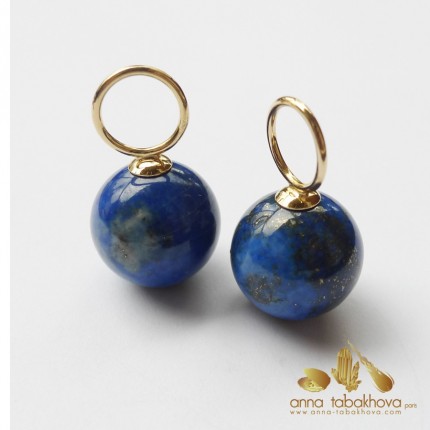 15,5 mm Lapis earrings with gold plated on silver hooplets