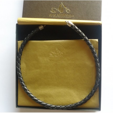 8 mm Braided Leather InterChangeable Necklace as you will get it (if you choose black)