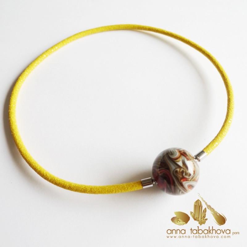 Gold Grey Murano Interchangeable Clasp matched with a stingray necklace (sold separately)