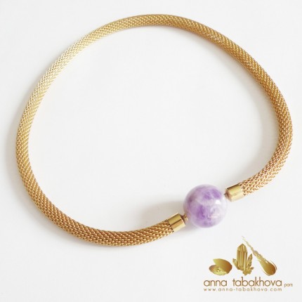 Amethyst Bead InterChangeable Clasp matched with a mesh chain (sold separatly)
