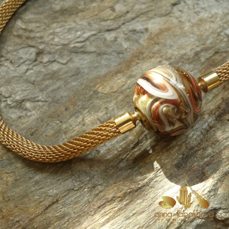 Gold Grey Murano Interchangeable Clasp matched with a stingray necklace (sold separately)