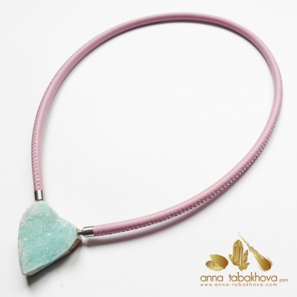 Chrysocolla InterChangeable Clasp matched to a stitched leather necklace (sold separtly)
