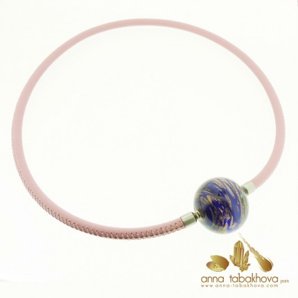 Murano Clasp with a pink stitched leather interchangeable necklace (sold separatly)