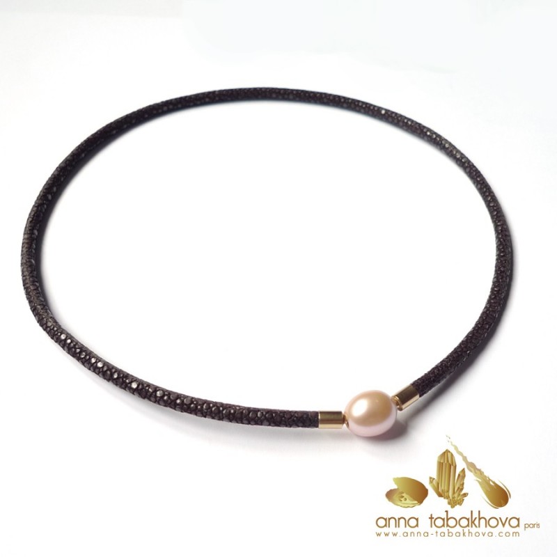 12 mm PINK Pearl Clasp with a brown stingray necklace (sold separatly)