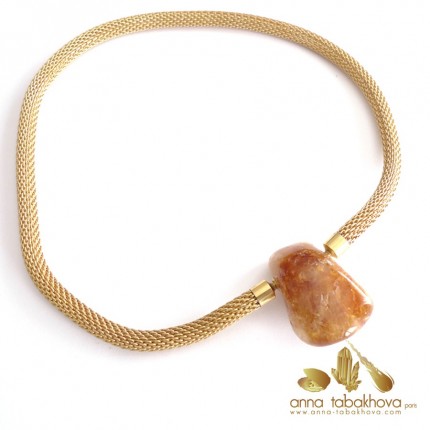 YELLOW Citrine Clasp with a gold plated mesh chain (sold separatly)