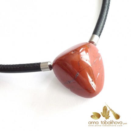 Red Jasper InterChangeable Clasp with a black braided leather necklace (sold separatly)