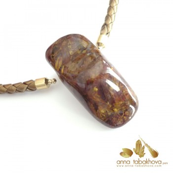 Pietersite InterChangeable Clasp with a golden braided leather necklace (sold separatly)