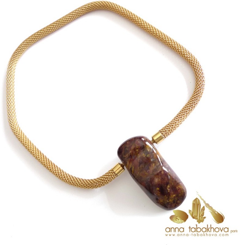 Pietersite InterChangeable Clasp with a gold plated mesh necklace (sold separatly)