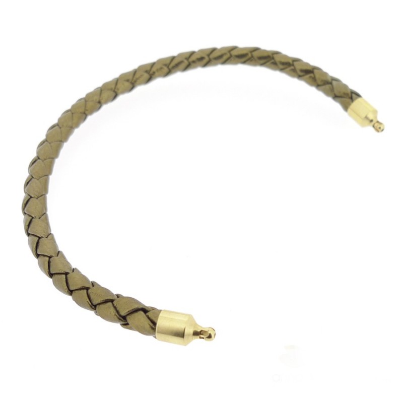 5 mm Gold braided leather interchangeable bracelet