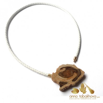 Fossilized wood InterChangeable Clasp matched with a white braided leather necklace (sold separatly) .