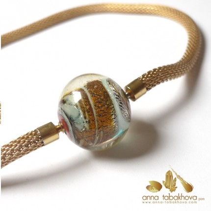 Blue Gold Murano Clasp matched with a gold plated steel mesh chain (sold separatly) .