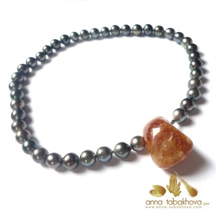 YELLOW Citrine Clasp with a Tahiti pearl Interchangeable Necklace (sold separatly)