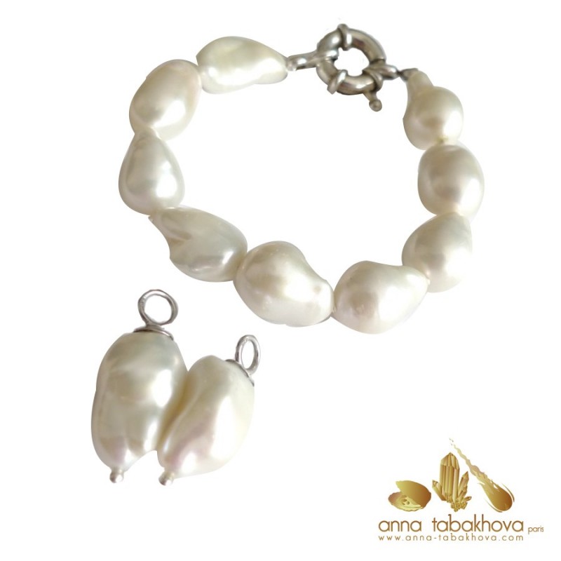 Bracelet matched to white pearl necklace with matched earrings (sold separatly) .