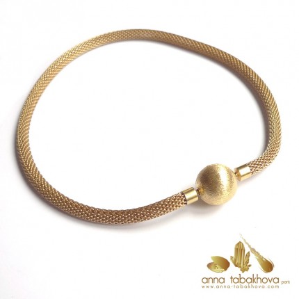 Textured Gold plated silver InterChangeable Clasp on a gold plated mesh necklace (sold separatly) .
