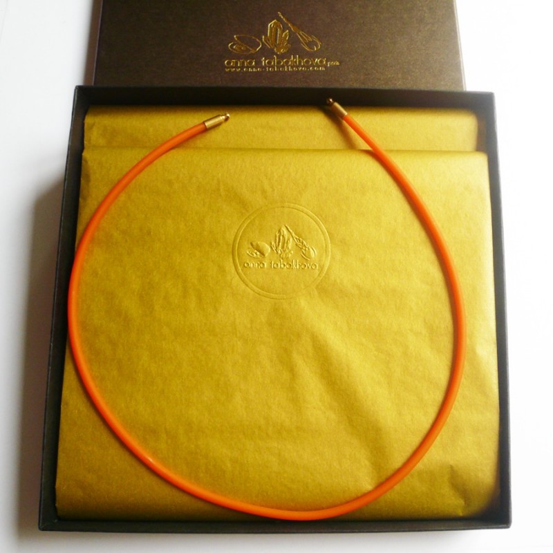 3 mm ORANGE Rubber InterChangeable Necklace as you will get it