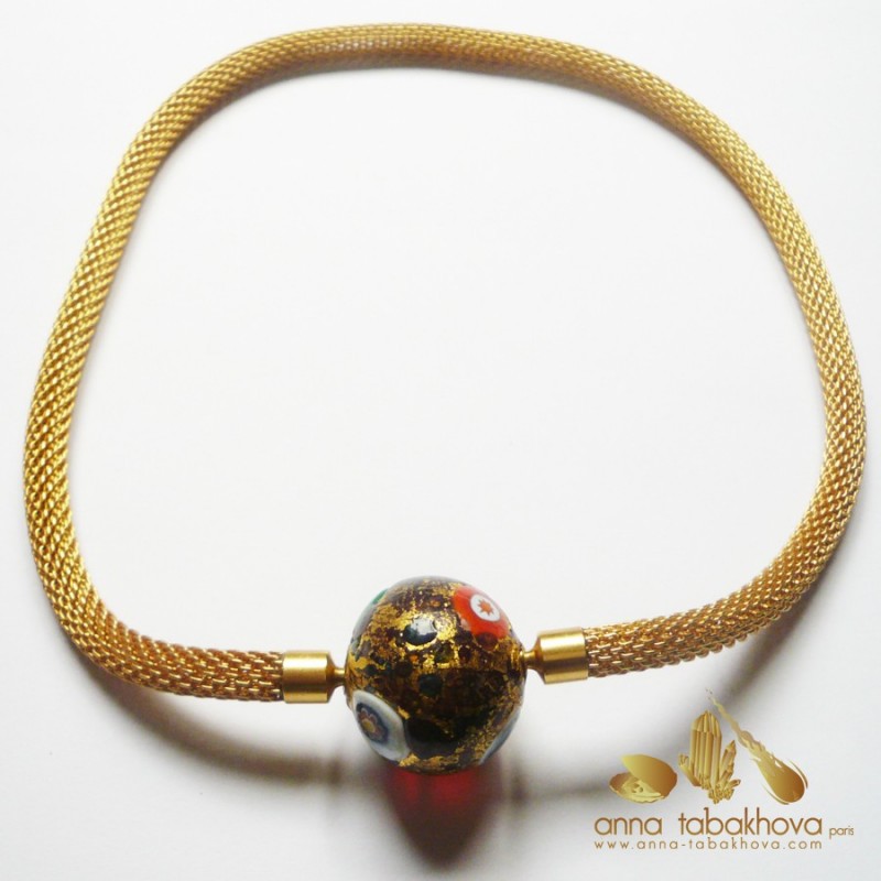 6 mm Gold Plated Steel Mesh InterChangeable Necklace with a Murano clasp (sold separatly)